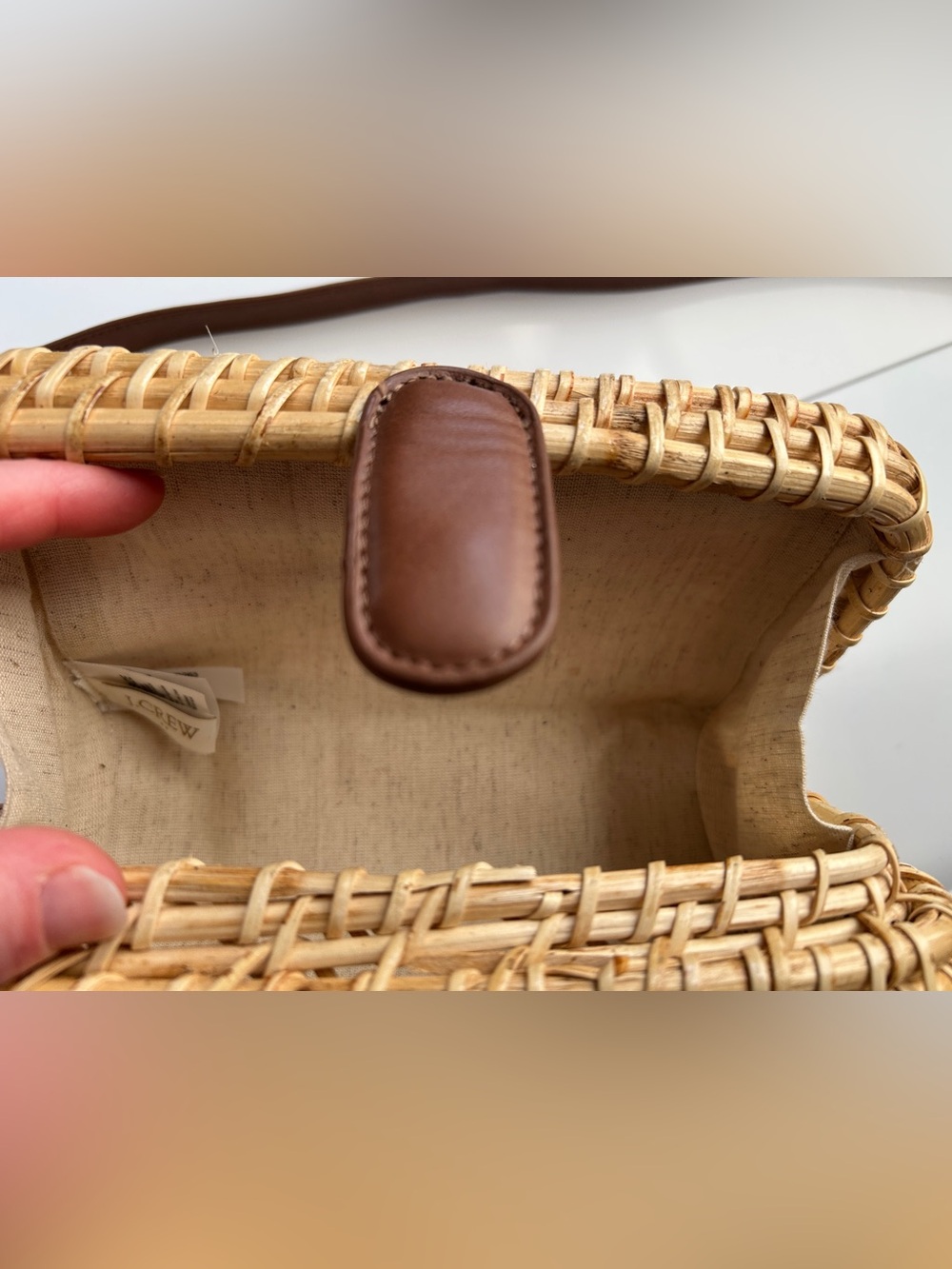 J. Crew Factory Woven Crossbody Bag Natural Rattan Vegetable Fiber BQ263 - Picture 4 of 10